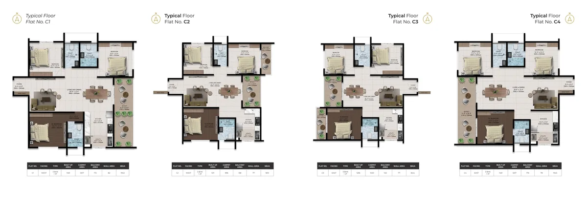 Amberstone Ventara 3 BHK 1,610 sqft floor plan